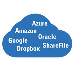 Cloud storage connectors for Amazon, Azure, Dropbox, Google, Oracle and ShareFile