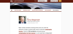A screenshot of the LawyerShop DUI Accidents page