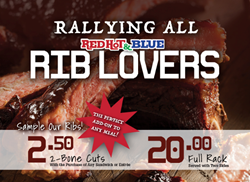 $20.00 Full Rack of Ribs Served with Two Sides at Red Hot & Blue BBQ Restaurants