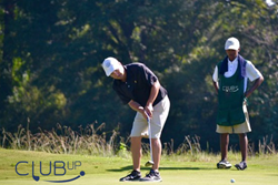 ClubUp caddie with a golfer