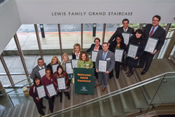 University of La Verne President Devorah Lieberman and representatives of partner school districts and organizations