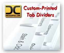 Order printed tab dividers for books and binders online at DocuCopies.com.