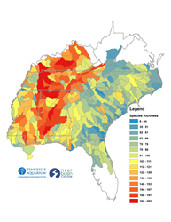 Map of aquatic species in the Southeast