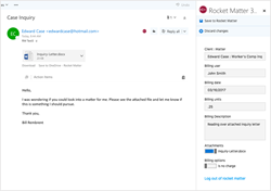Saving an Email to Rocket Matter from Outlook 365