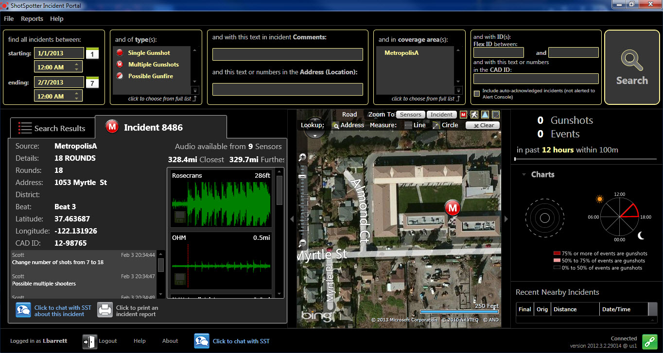 Inc. Integrates ShotSpotter Gunshot Detection Technology in Security Center
