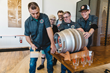 Pabst Milwaukee Brewery Head Brewer John Kimes taps the firkin keg along with, from left, Experience Manager Rebecca Berkshire, Chairman Eugene Kashper, Master Brewer Greg Deuhs, and CEO Simon Thorpe.