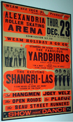 Original 1965 Yardbirds Alexandria Roller Skating Rink Concert Poster