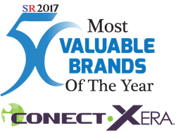 iCONECT Xera eDiscovery Software logo with 50 Most Valuable Brands of the Year 2017 badge