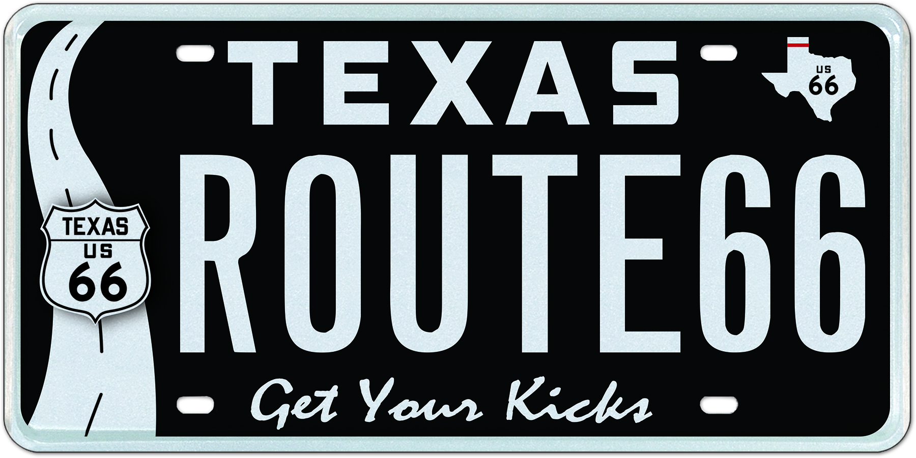 Route 66 Mother Road of America Old Car Texas License Plate
