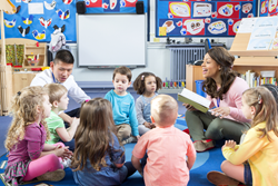 Students Listening to a Nursery Rhyme During Circle Time