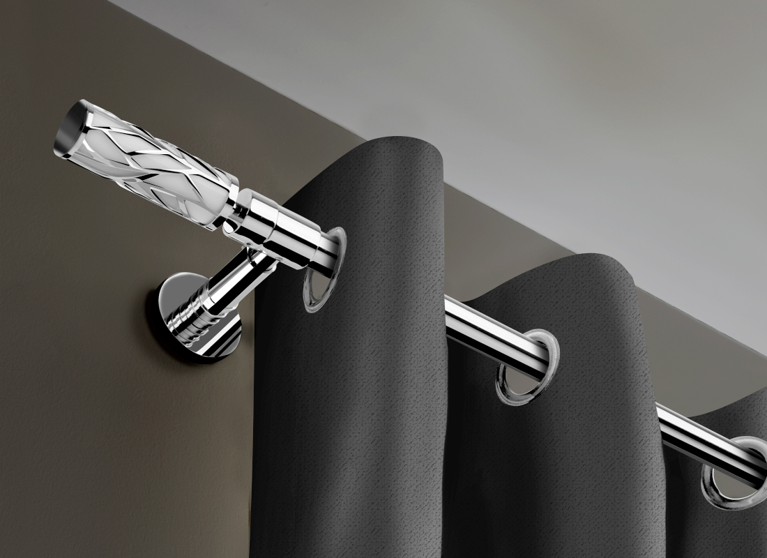 GCurtain Decorative Steel Curtain Rod & Finials Set Extendable GC-MAC8012W 