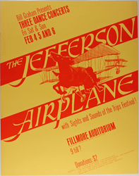 Bill Graham BG-1 Jefferson Airplane Fillmore Auditorium 2/4/66 concert poster.
