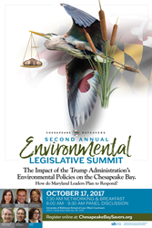 Presented by Chesapeake BaySavers and hosted by the University of Baltimore School of Law, this year’s summit will explore the 2018 legislative session’s key environmental priorities, as well as insights on how state laws and government policy makers can