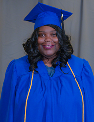 Ultimate Medical Academy Graduate Sabrina Leftwich poses at commencement.
