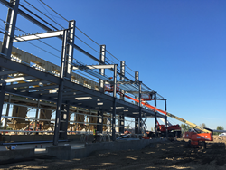 Kelowna’s Metal Structure Concepts has just started building a new steel building to be used as a wood pellet processing plant in Entwistle, AB