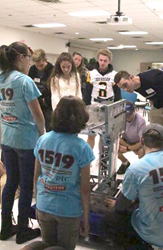 Souhegan High School Students and Mechanical Mayhem (FIRST Robotics Team) meet at Cirtronics on Manufacturing Day, 2017
