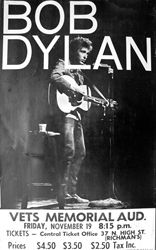 1965 Bob Dylan Vets Memorial Concert Poster