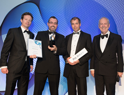 Clearvision's Gerry Tombs, CEO, and Simon Wood, Marketing Director, accept the 'Dynamic Growth of the Year Award'