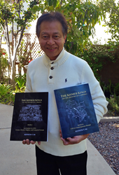 Author Kenneth T. So with "Khmer Kings and the HIstory of Cambodia" Vols 1 and 2.