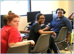 Students at the 14th Street Community Center using technology donated by Sage Sustainable Electronics, Charles Schwab & Co., Inc, and Huntington National Bank