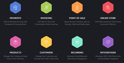 Payments, Invoicing, CRM, POS, Online Store, Products, Recurring and Integrations