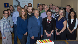 Tim Cluke and Andrea Timlin of the Ottawa Hospital Foundation celebrate 9 years of campaign contributions with the Kongsberg Geospatial team.
