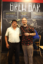 NARSA Director Don Julio Abel Arevalo Tello (left) and Brandon Bir, Director of Sustainability and Education for Columbus coffee roaster Crimson Cup Coffee & Tea