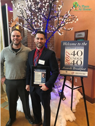 Jerod Evanich, accompanied by business partner, Dustin Distefano, at the 2017 Midlands Business Journal's 40 Under 40 Awards Breakfast