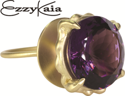 14k or 18k yellow gold cocktail ring with a large 16.68 carat purple Amethyst