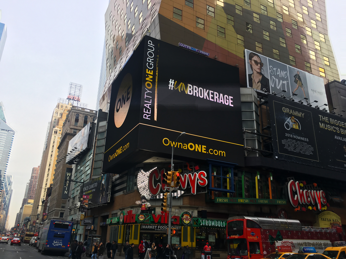 Realty ONE Group Launches Unprecedented Billboard Campaign in New York City’s Times Square