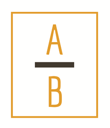Stacked AB text logo tin Gold