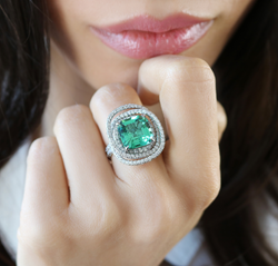 Asscher Cut Mint Tourmaline Ring