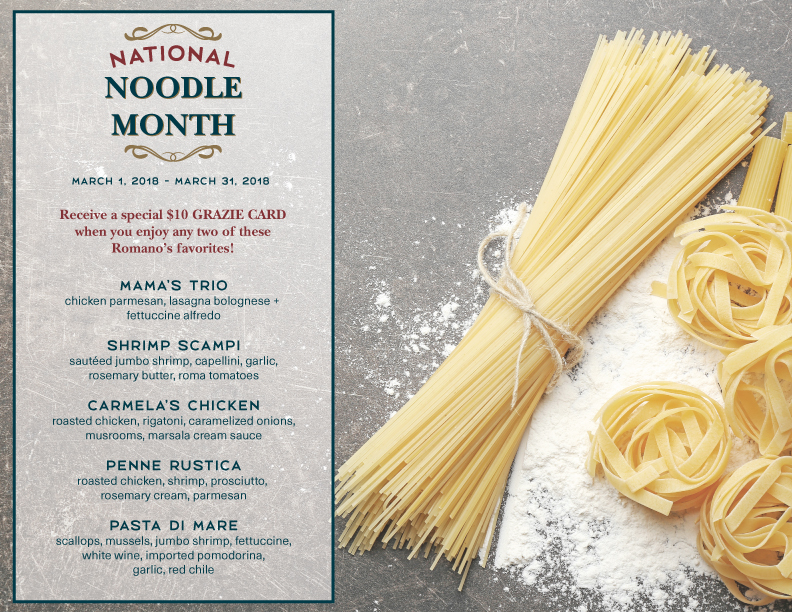 Romano's Macaroni Grill Hawaii Celebrates National Noodle Month
