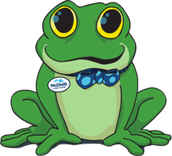 The McDivitt frog is intended to help people remember the name of the firm. Because "McDivitt" sounds a lot like "ribbit".