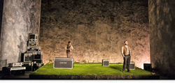 To enhance the stage even further, scenic artists painted and distressed parts of the synthetic grass to give it more variety and added artificial foliage of long stalks of grass and clovers.