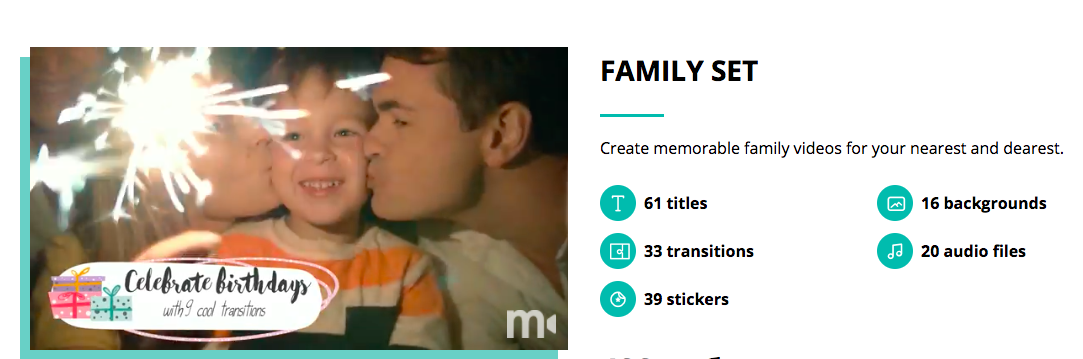 Movavi Video Editor Plus - Starter Bundle: Travel Set Family Set Seasons Set  for pc