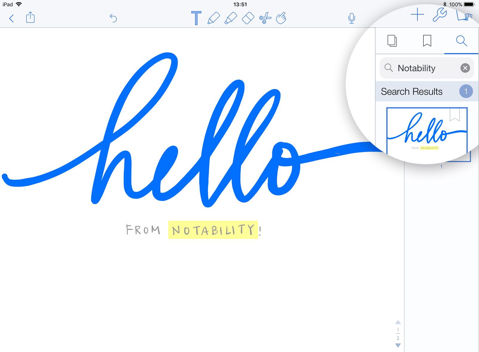 notability handwriting to text