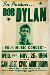 Original 1964 Bob Dylan San Jose Boxing Style Concert Poster