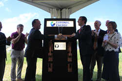 Virginia Governor Ralph Northam and Gary Wood, President of Central Virginia Electric Cooperative (CVEC) “flip the switch” on 10MW of solar with executives from Coronal Energy, McCarthy Building Company, Fluvanna County, and NRECA.