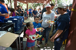 Family in line for BBQ
