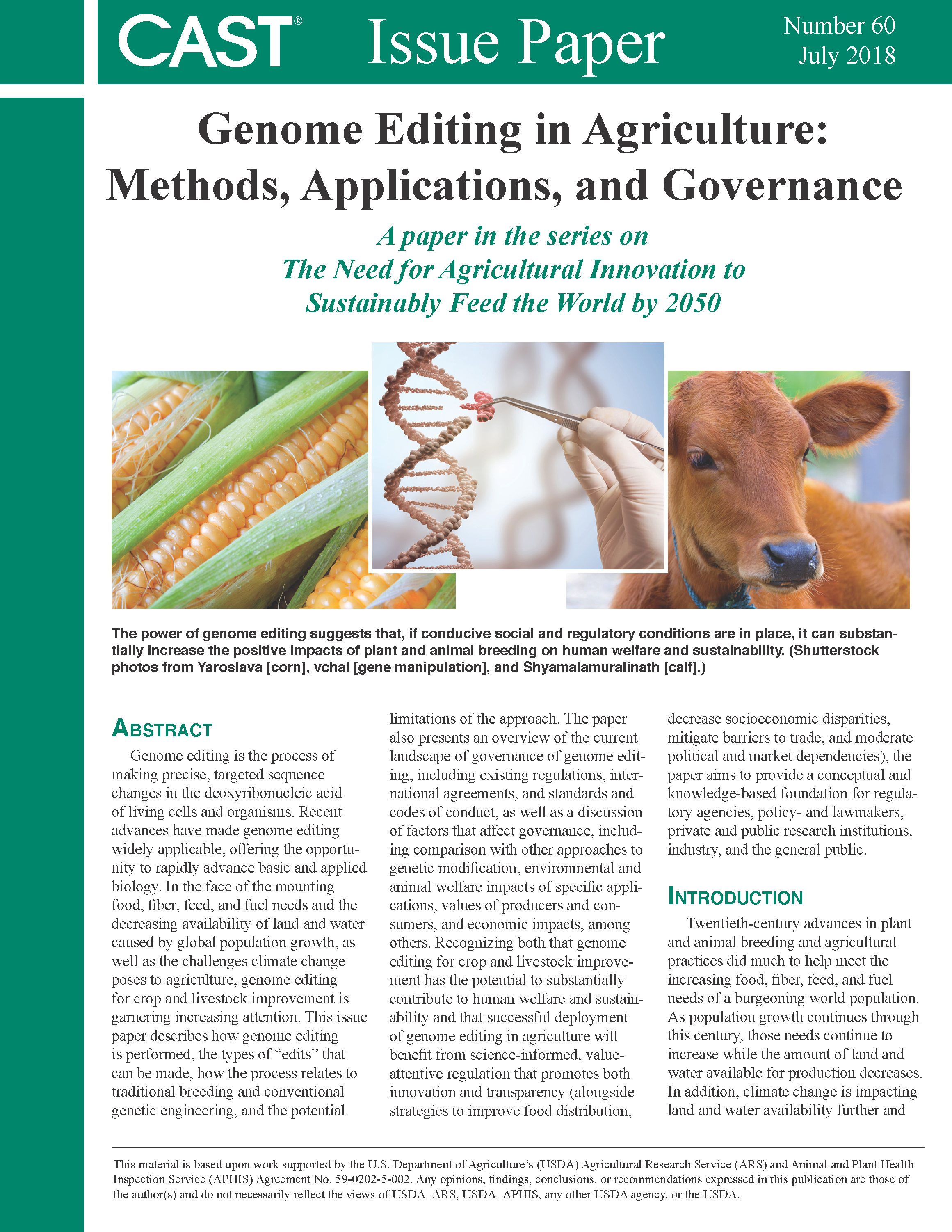 Genome Editing in Agriculture--New CAST Issue Paper