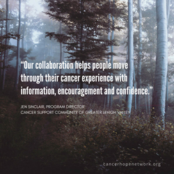 Our collaboration helps people move through their cancer experience with information, encouragement and confidence.