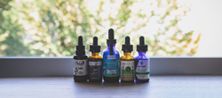 Photo of CBD oils for pets on a windowsill