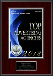 Diaz & Cooper South Florida Business Journal Top Advertising Agencies Award