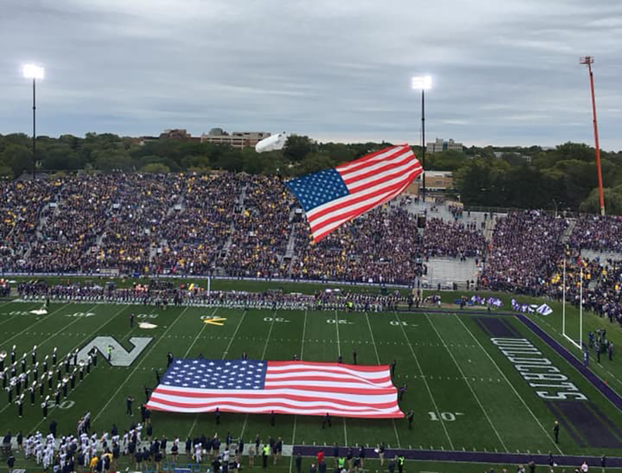 Skydivers Return For Northwestern Homecoming Football Game