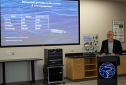 Scientist Dr Andreas Fath presenting findings of his study