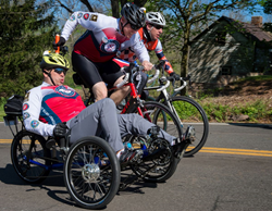 The non-competitive ride includes both adaptive and able-bodied athletes who pedal together, providing assistance and friendship along the way. Photo: Tony Granata for World TEAM.