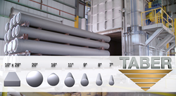 Image of Taber Extrusions Gulfport, Mississippi casthouse facility with a 3D overlay illustrating different sized billet molds.