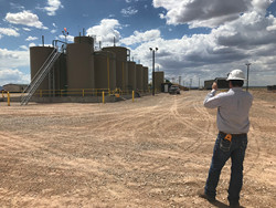 Michael Leblanc inspects a site in West Texas.