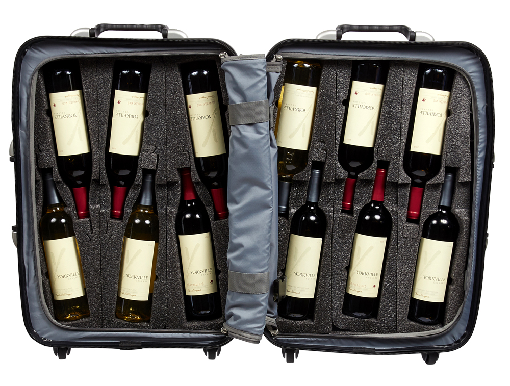 suitcase of wine